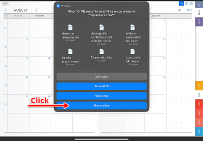 Permission to send data to onplanners.com