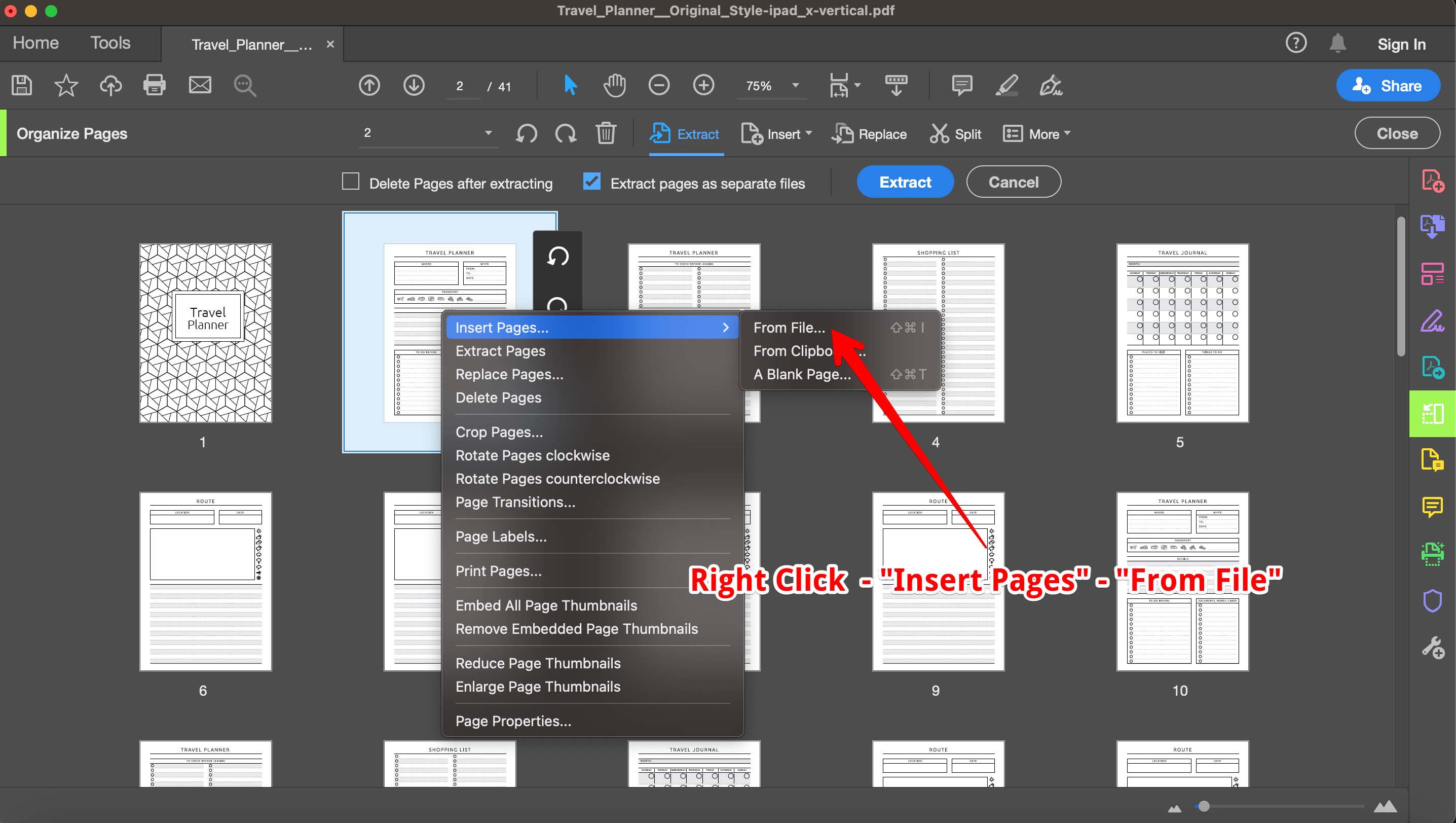 Insert Pages Within a PDF in Adobe Acrobat