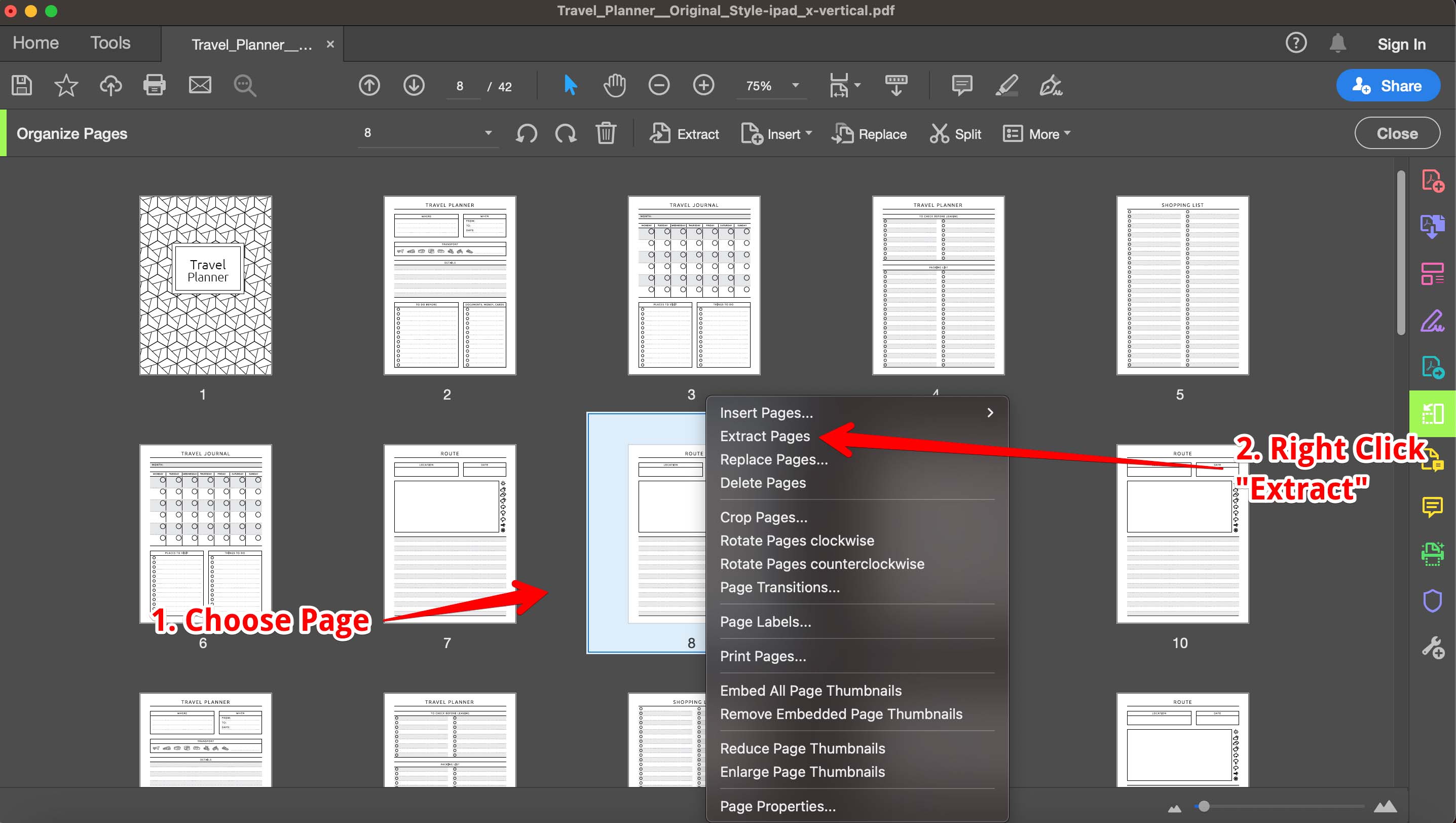 Extract PDF Page in Adobe Acrobat