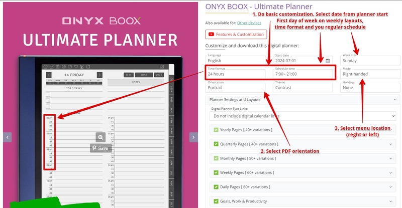 how to configure planner boox