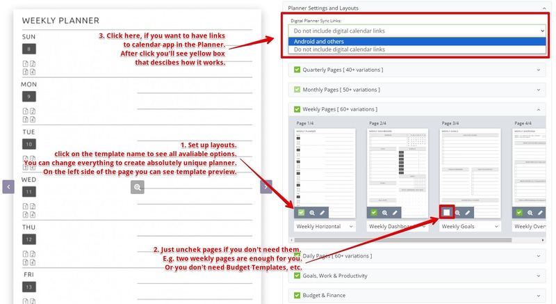 settings and layouts menu