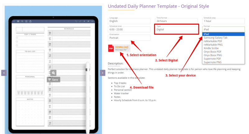 template to planner