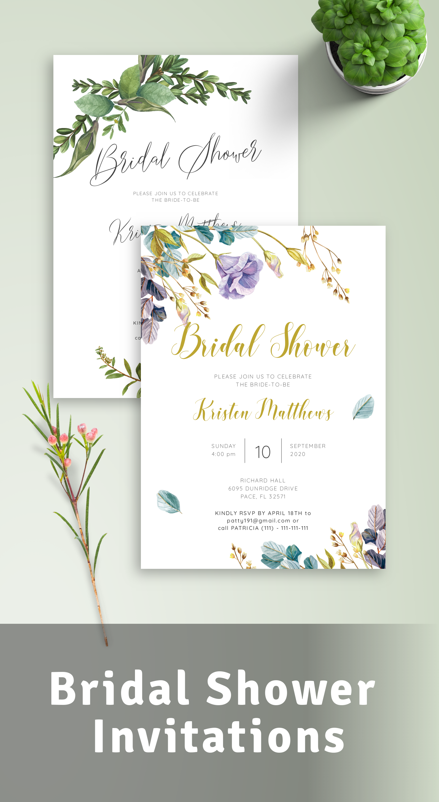 Bridal Shower Invitations - Download or Order printed