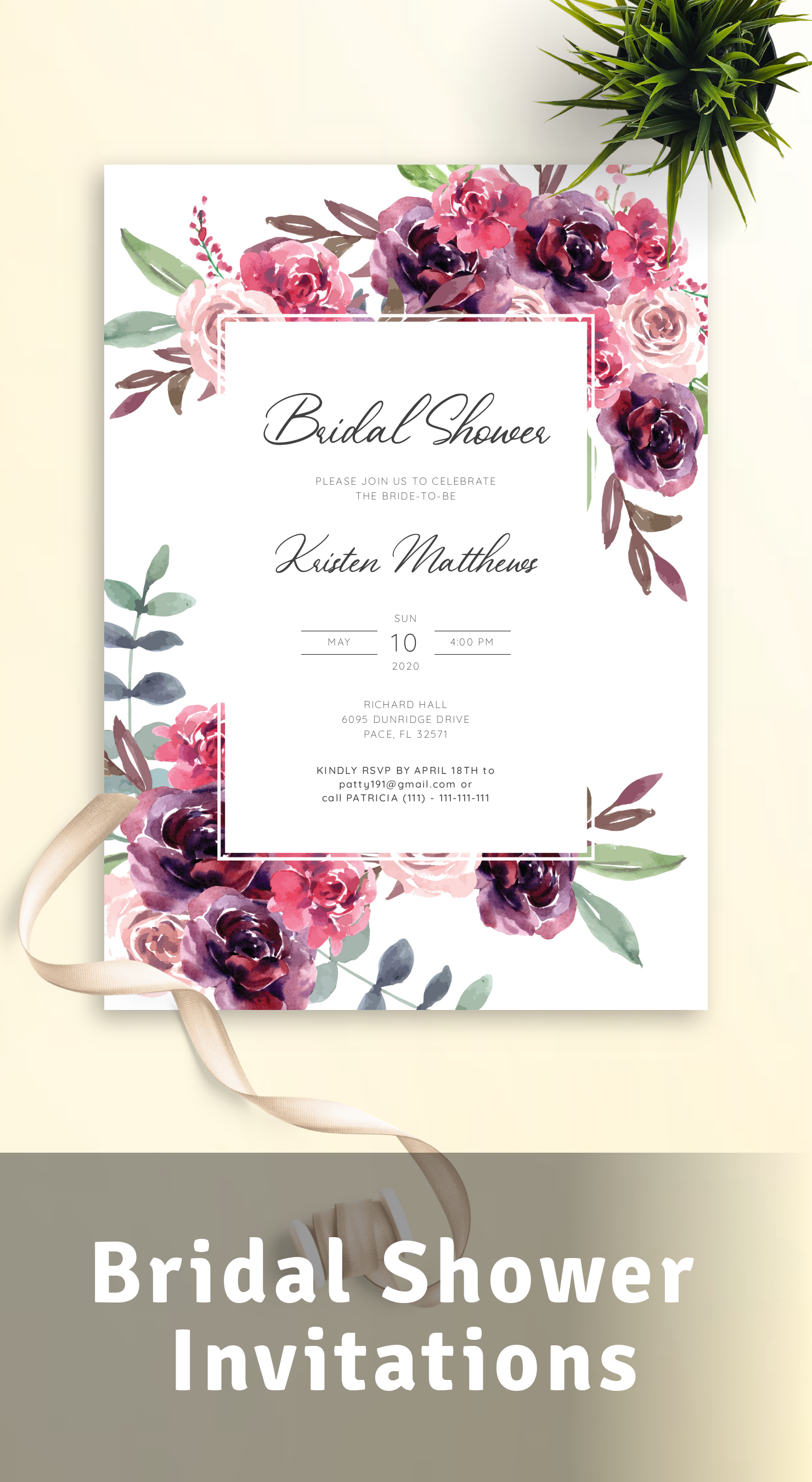 Bridal Shower Invitations Download or Order printed