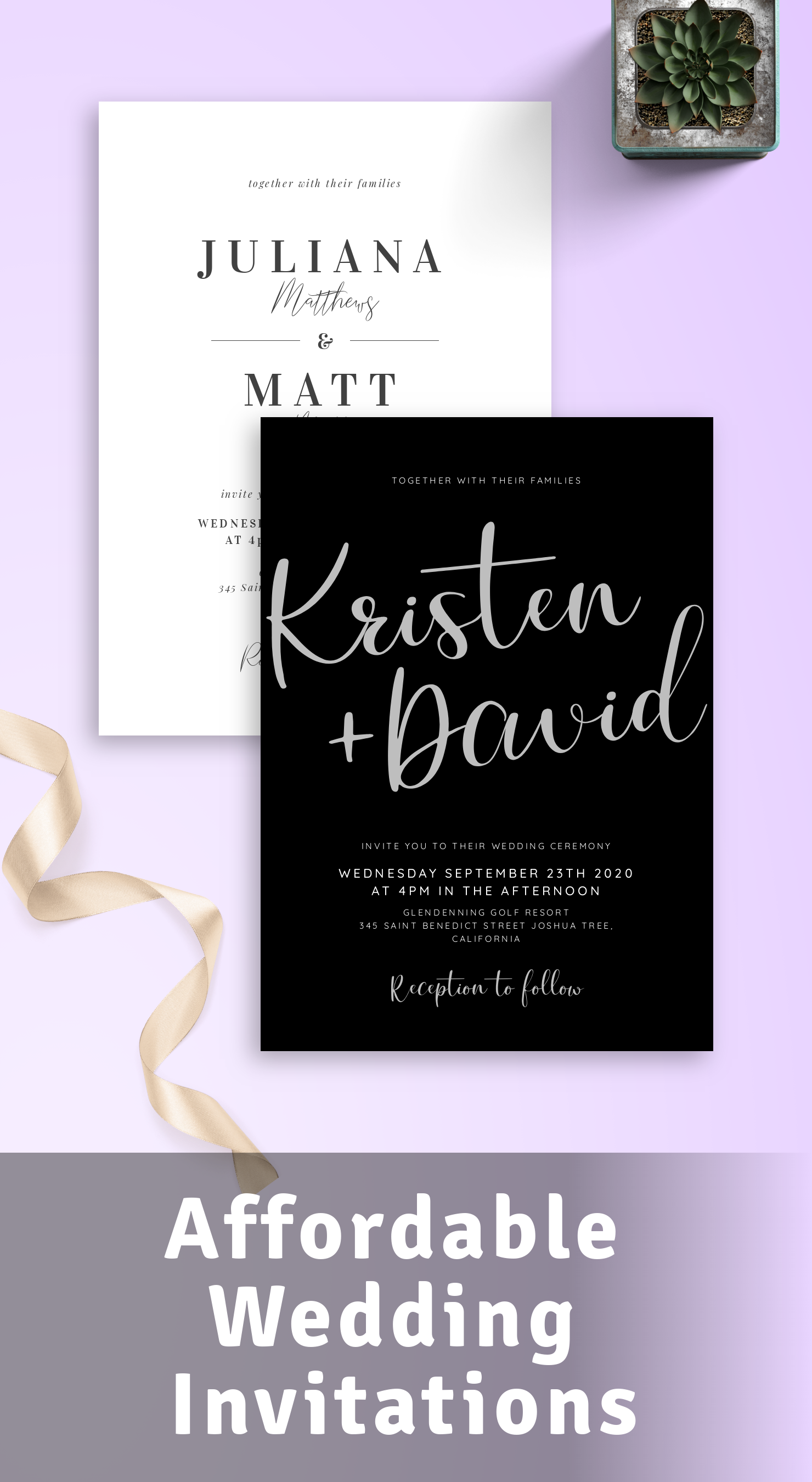 Cheap wedding invitations Download or Order printed