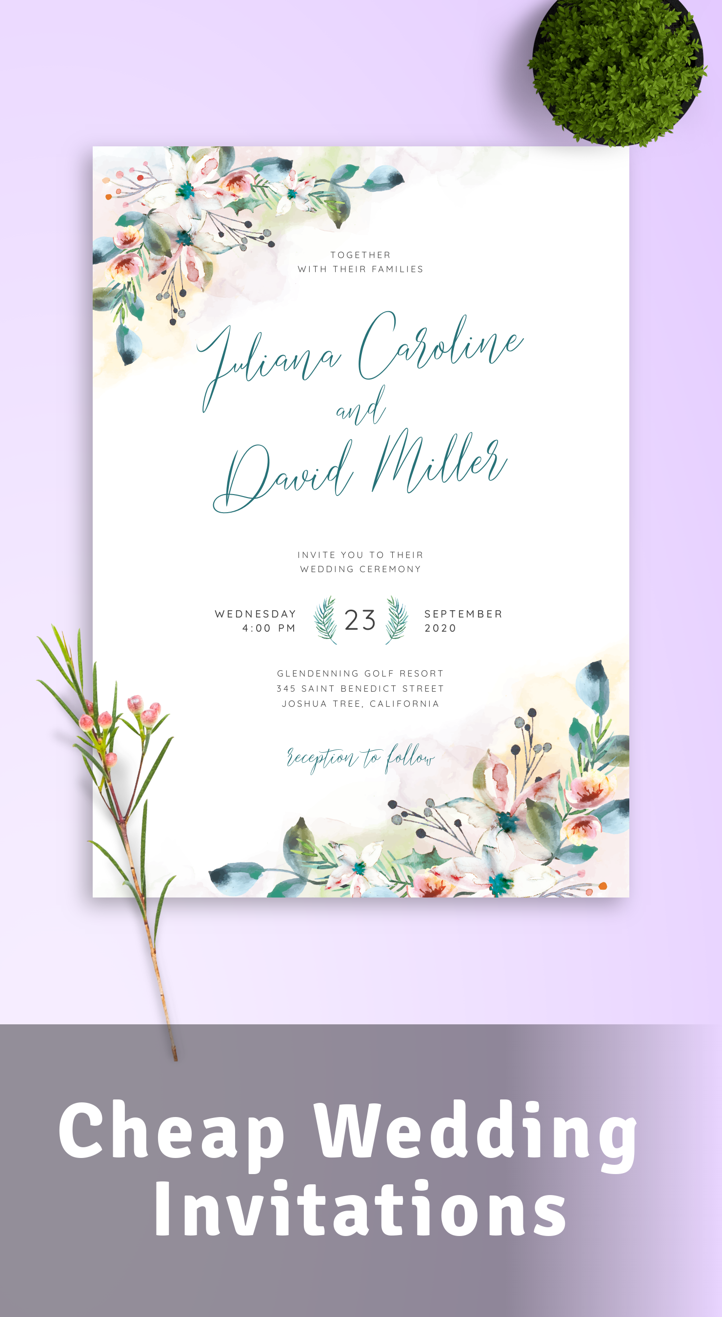 Cheap wedding invitations Download or Order printed