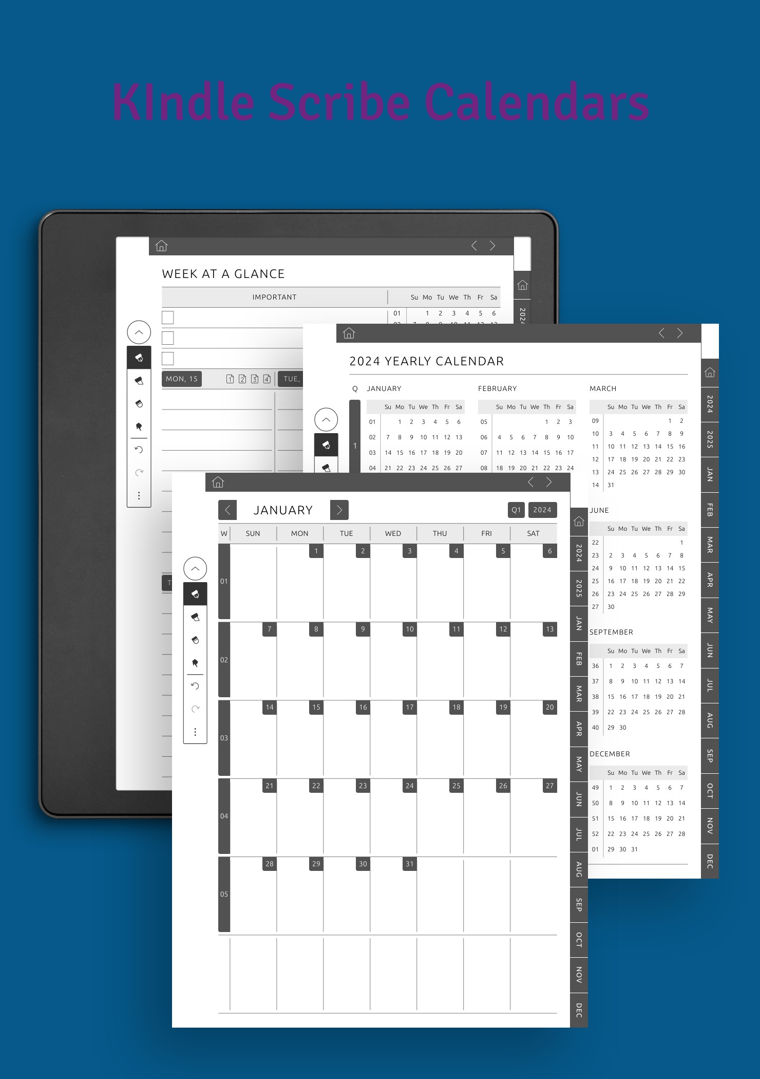 Calendars for Kindle Scribe Device