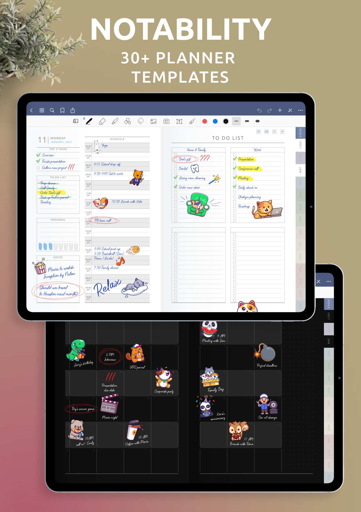 notability calendar template free 2021