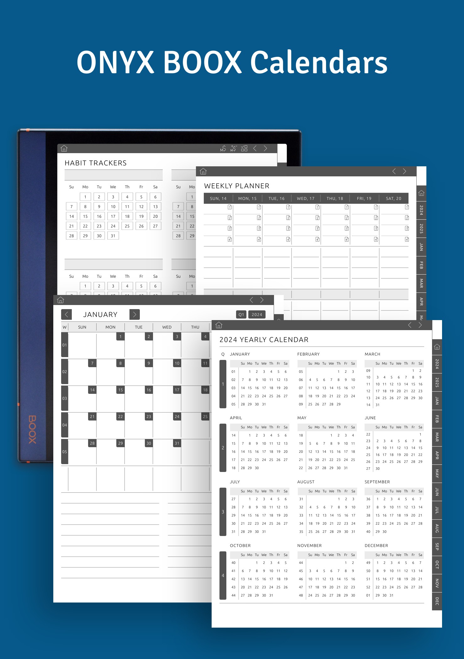 Calendars for ONYX BOOX