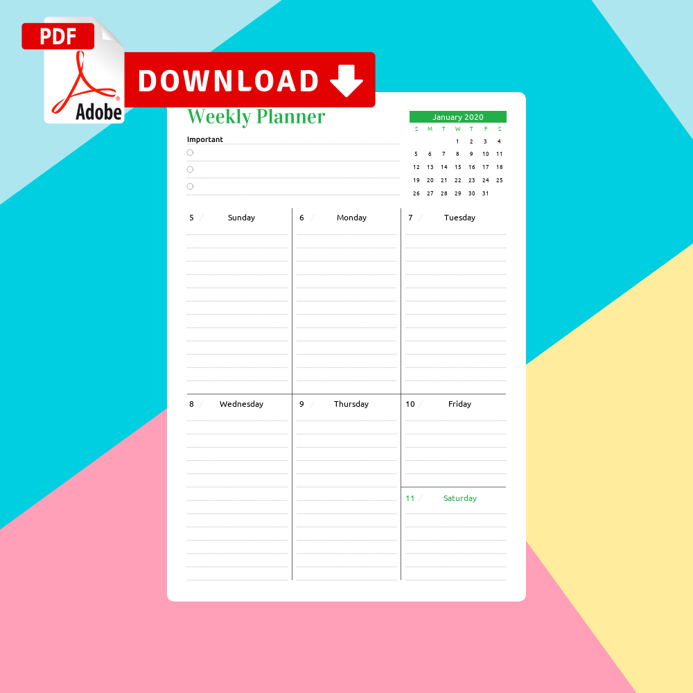 download printable weekly planner with priorities pdf download