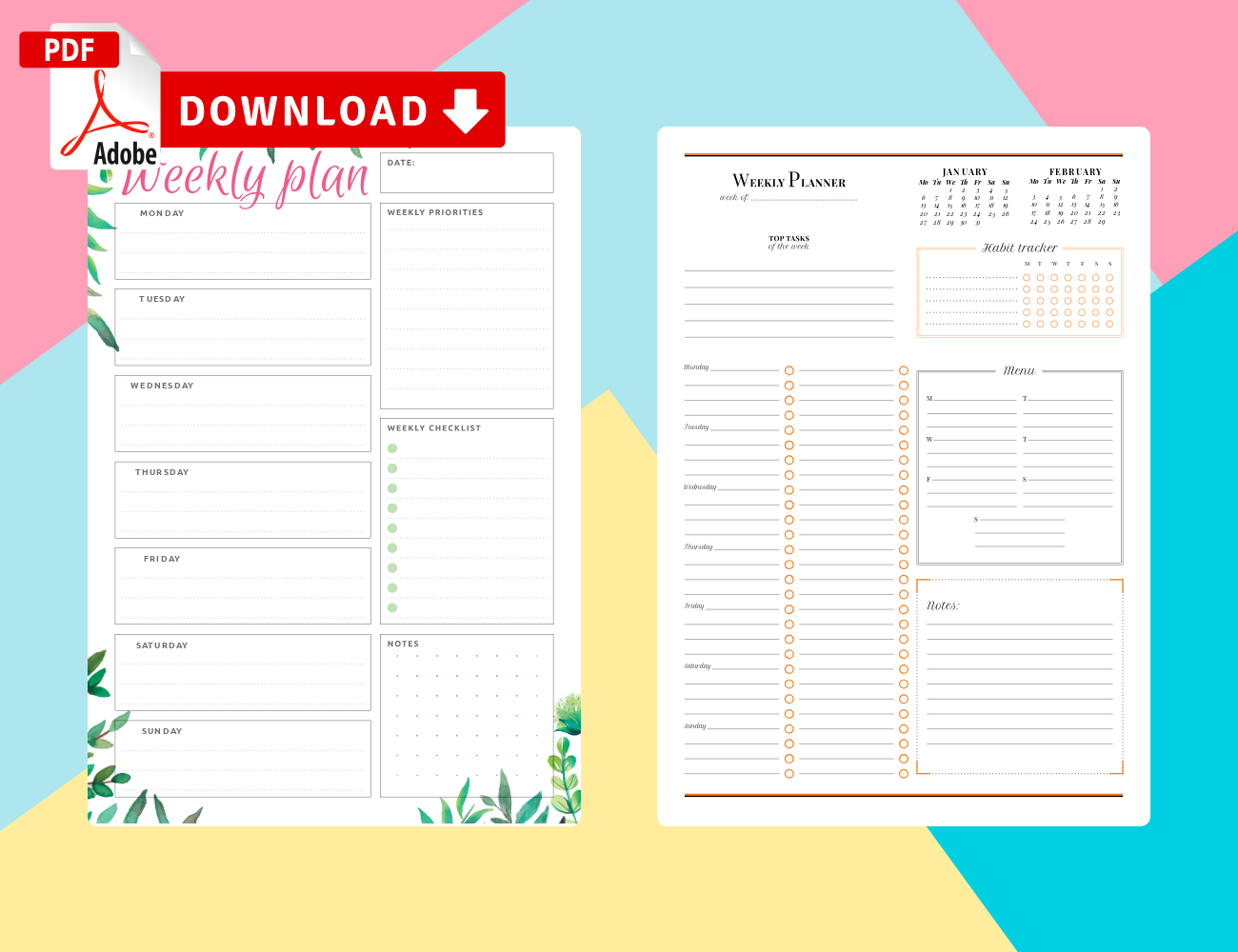 printable weekly planner templates download pdf