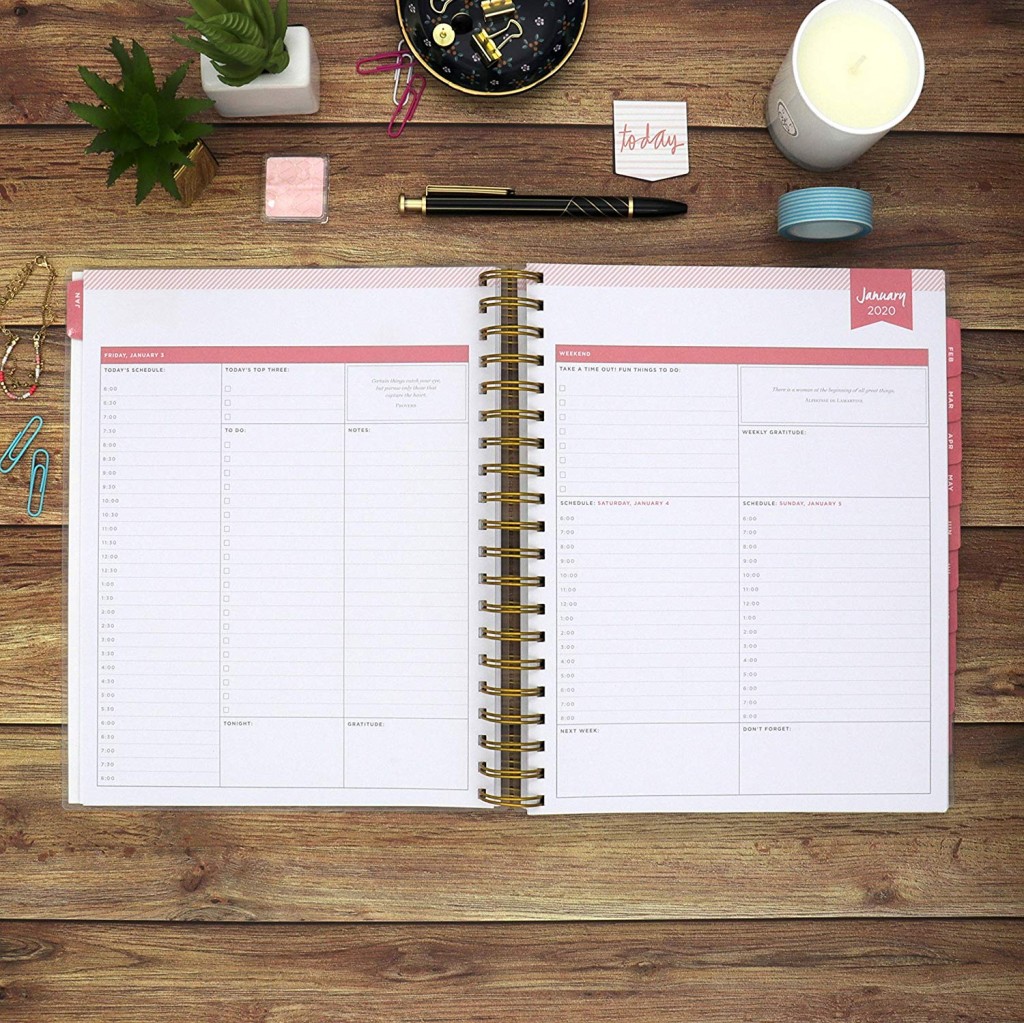 Planner 2018-2019 with Pen Holder Thick Paper to Achieve Your Goals & Improve Productivity Back Pocket with Julian Date Weekly Appointment Book/Planner with to-DO List Red Brown 8.5 x 11 