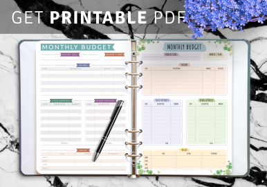 Monthly Budget Planner Templates - Download PDF