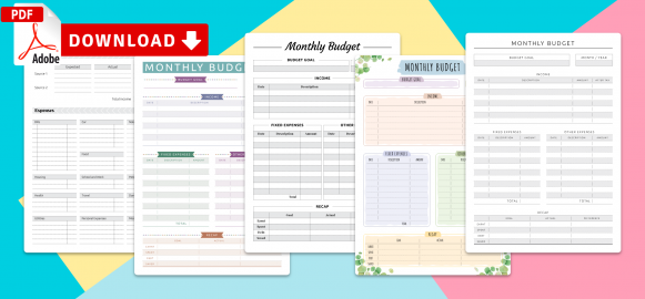 Monthly Budget Planner Templates - Download PDF