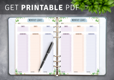 Monthly Goals Templates - Download PDF