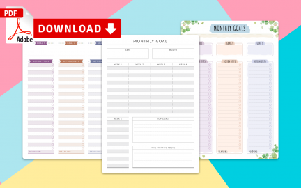 Monthly Goals Templates - Download PDF