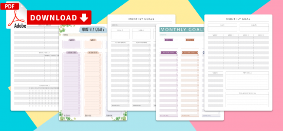 Monthly Goals Templates - Download PDF