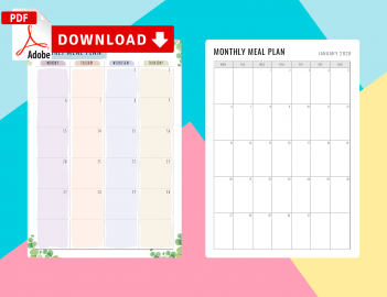 Monthly Meal Planner Templates - Download PDF