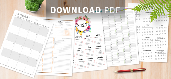 Simple printable calendar - Download PDF