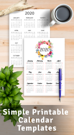 Simple printable calendar - Download PDF