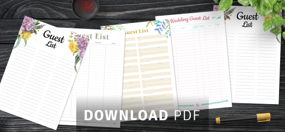 Wedding Guest List Templates - Download PDF