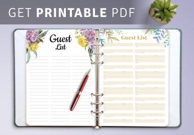 Wedding Guest List Templates - Download PDF