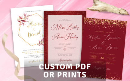 Burgundy Wedding Invitations - Download or Order printed