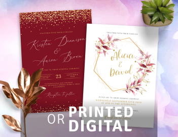 Burgundy Wedding Invitations - Download or Order printed