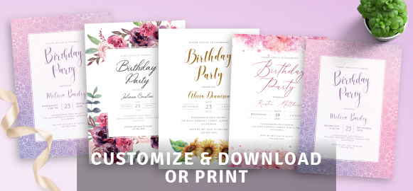 Customizable Women's Birthday Invitations - Download &amp; Print Stylish ...