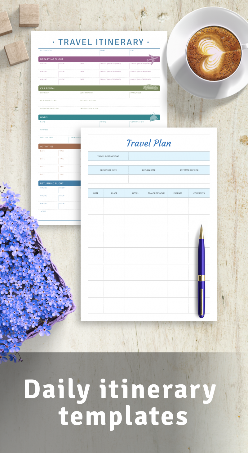 Daily itinerary templates - Download PDF