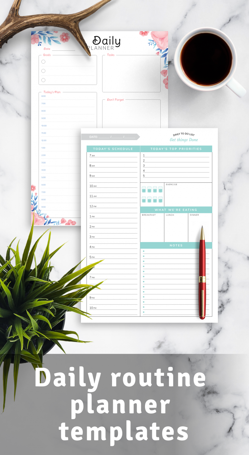 Daily routine planner templates