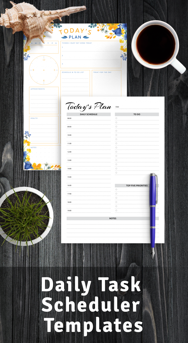 daily tasks schedule templates card for kids