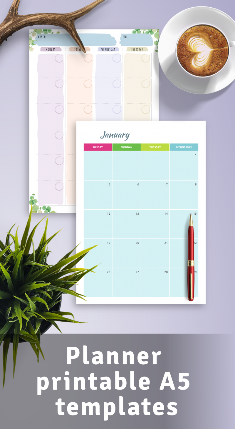 Planner Printable A5 Templates Download PDF