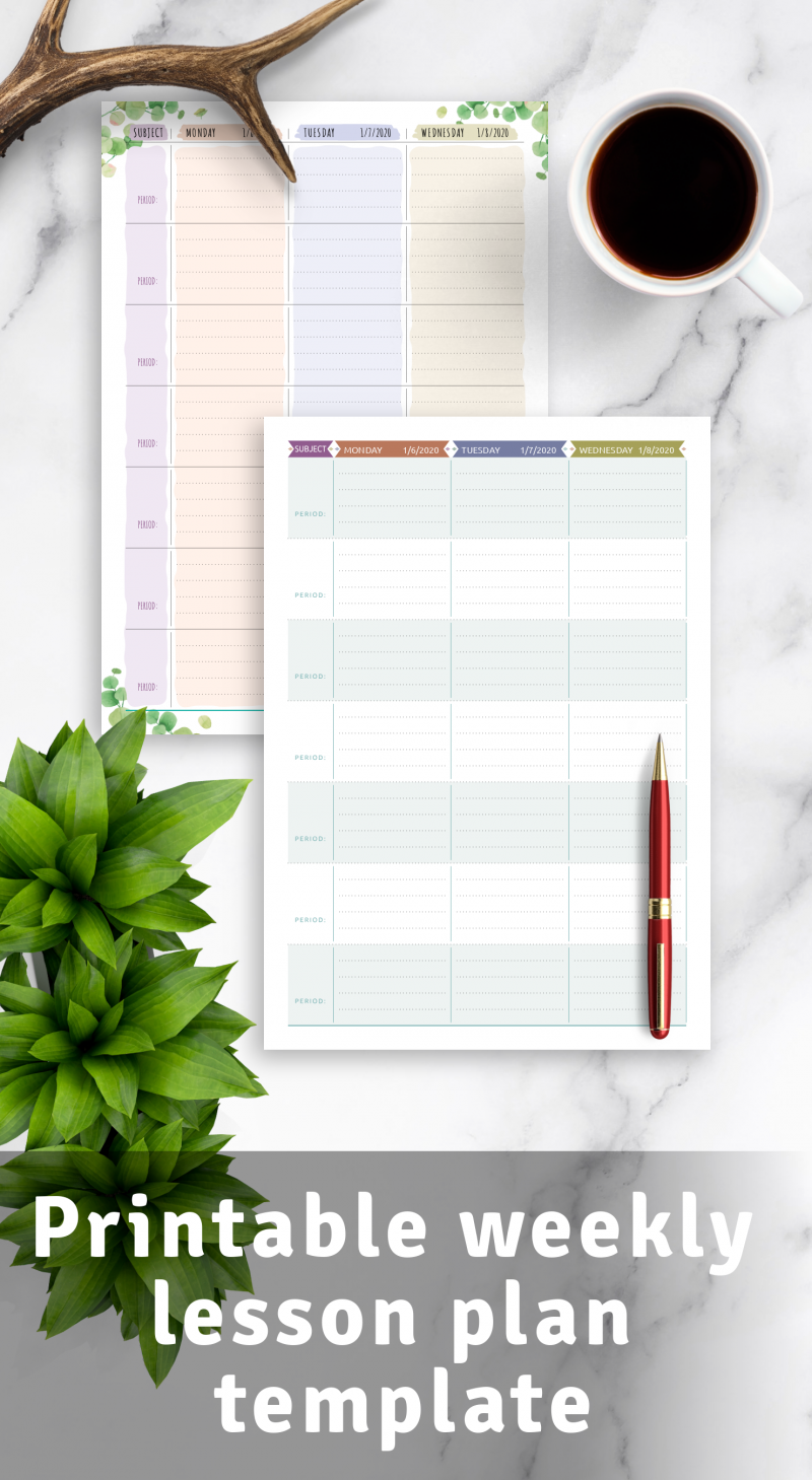 printable weekly lesson plan templates