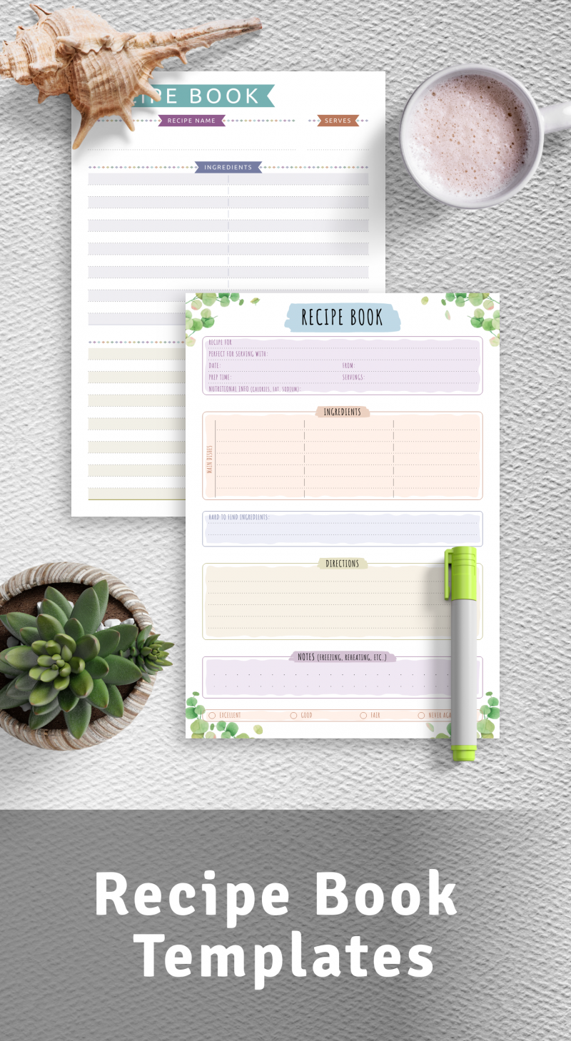 Printable recipe book templates Download PDF