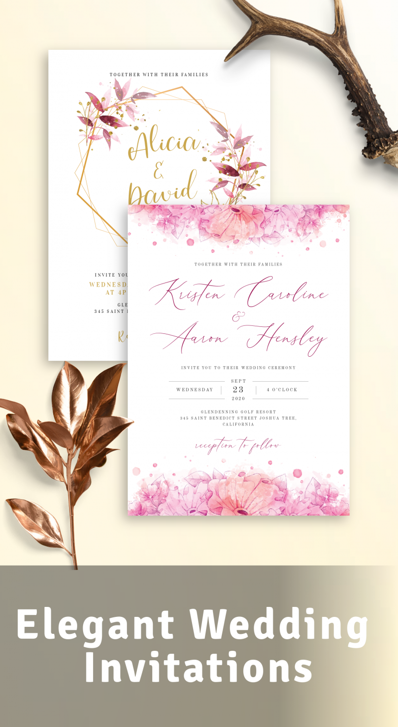 Elegant Wedding Invitations - Download or Order printed