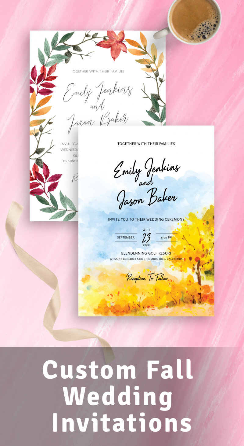 Fall Wedding Invitations Templates & Designs