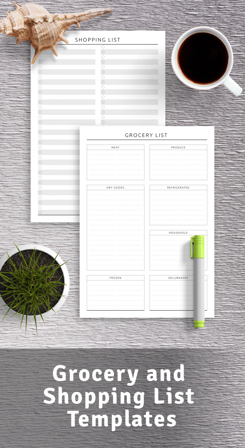 Grocery and Shopping List Templates - Download PDF