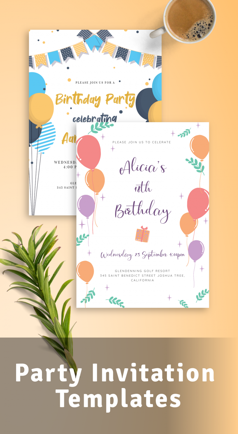 Party Invitation Templates Download PDF or PNG