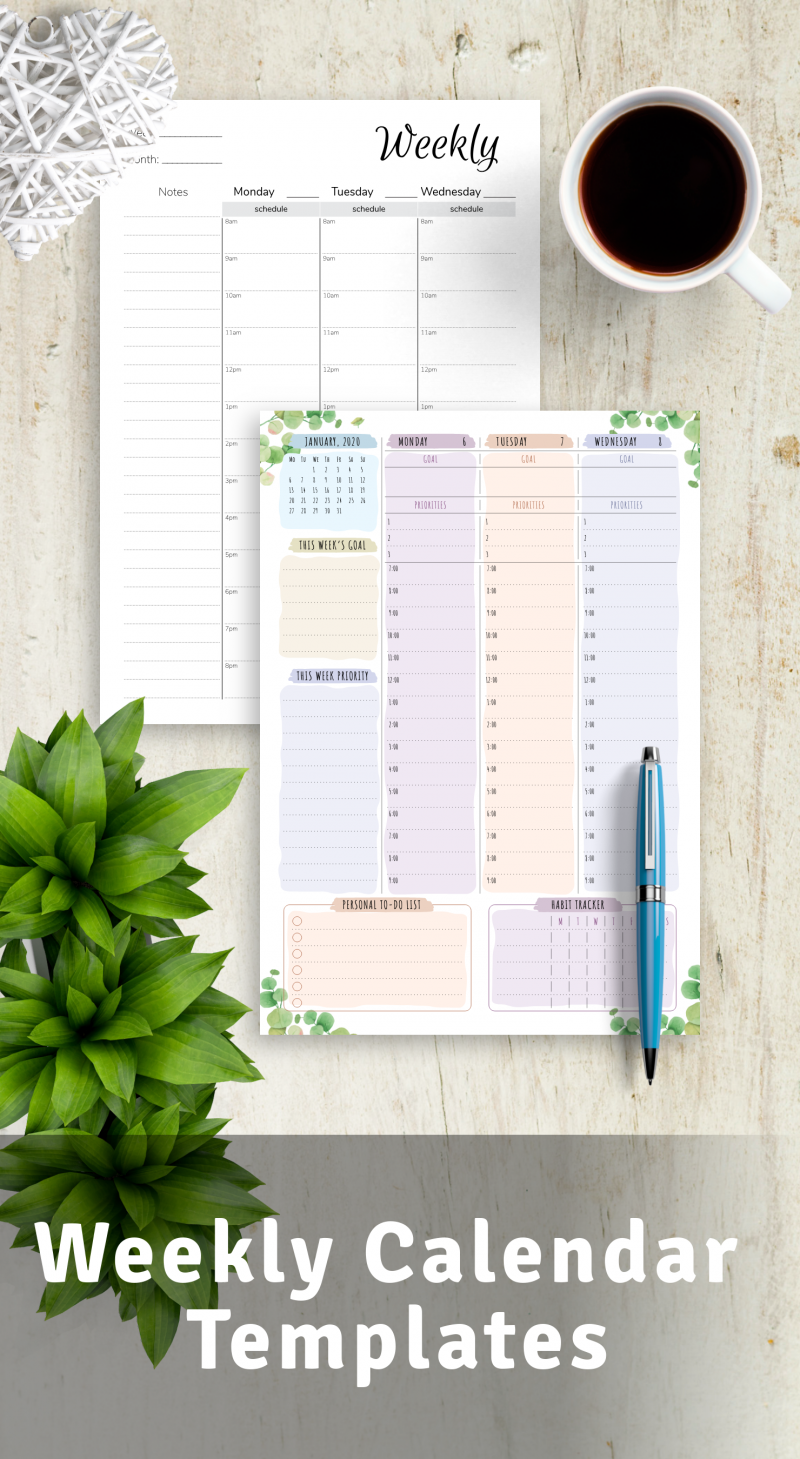 Weekly Calendar Templates - Download Printable PDF