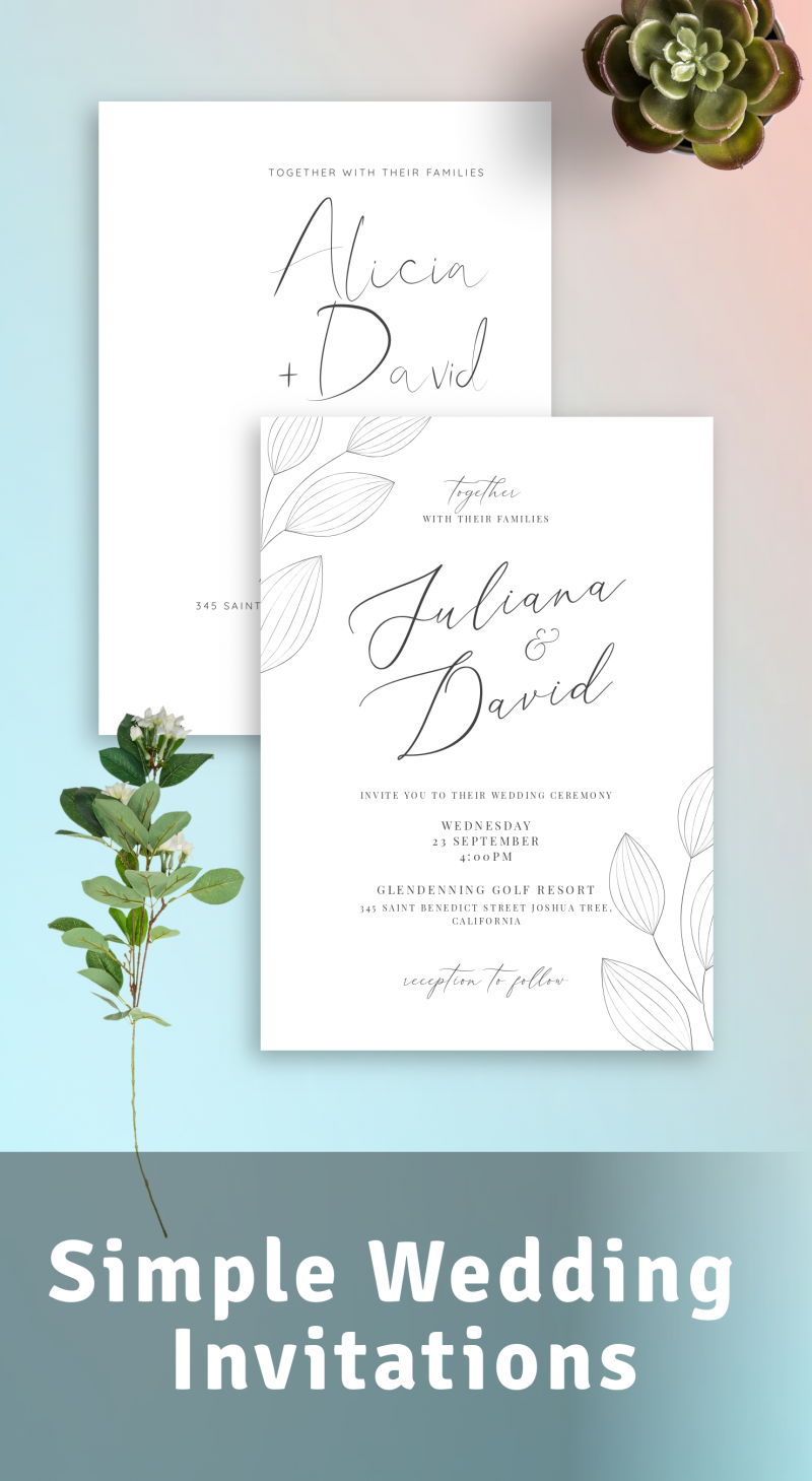 Simple Wedding Invitations - Download or Order printed