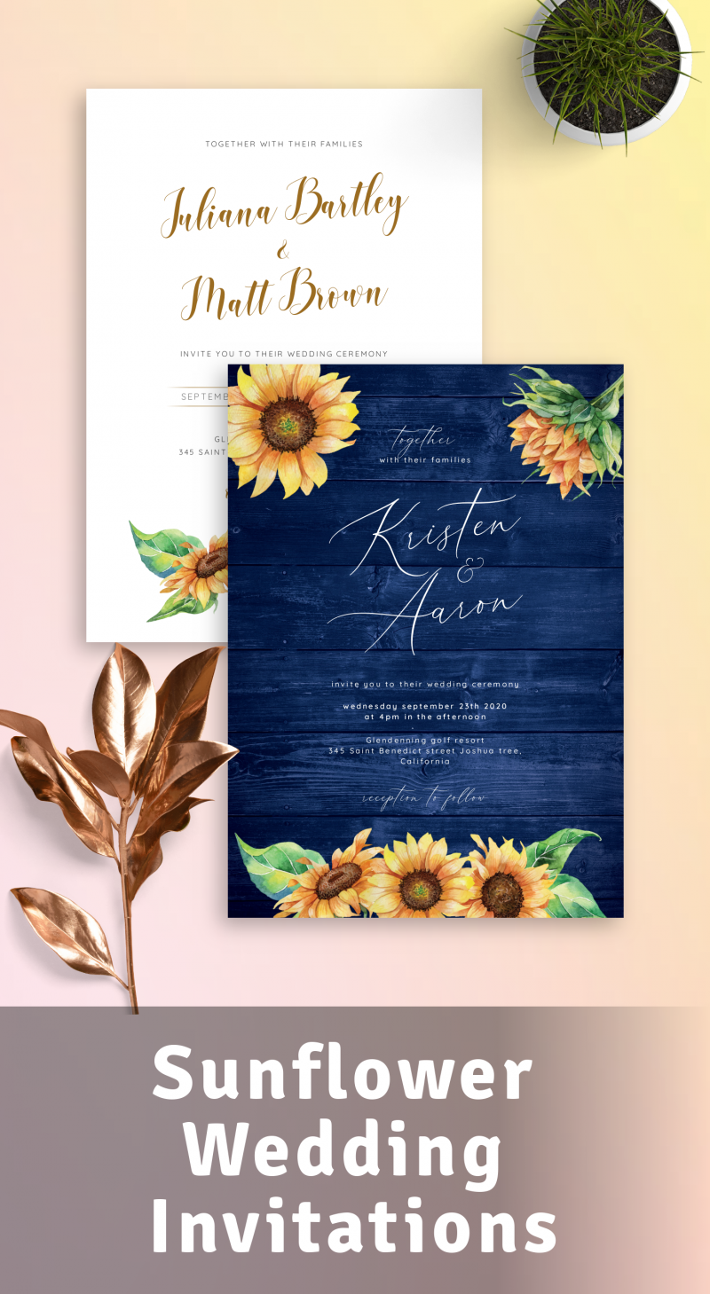 Sunflower Wedding Invitations - Download or Order prints