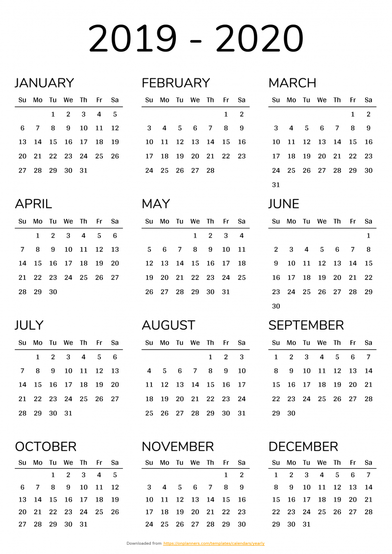 2020 2021 Free Printable Calendar For 2 Years