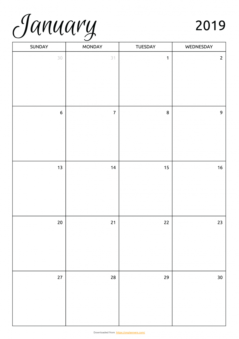 free monthly calendar template download printable pdf a4