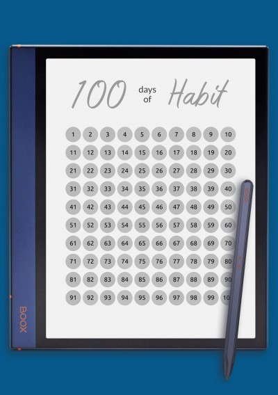 100 Days Habit Tracker Template for BOOX Note