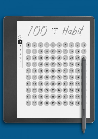 100 Days Habit Tracker Template for Kindle Scribe