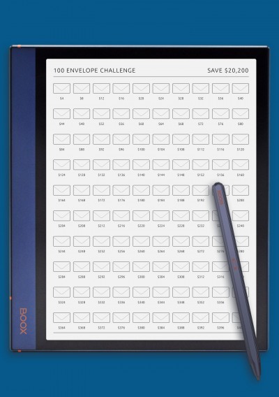 BOOX Note Template 100 Envelope Challenge - Save $20,200