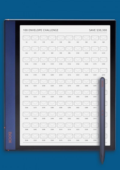 BOOX Note Template 100 Envelope Challenge - Save $30,300