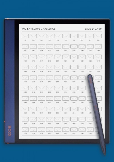 BOOX Note Template 100 Envelope Challenge - Save $40,400