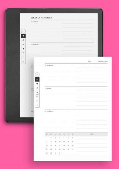 Kindle Scribe 2-Page Weekly Horizontal Planner template